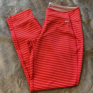 Patagonia Red and Pink Striped Leggings